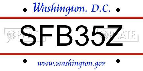 SFB35Z District Of Columbia License Plate