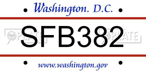 SFB382 District Of Columbia License Plate