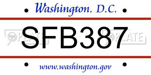SFB387 District Of Columbia License Plate