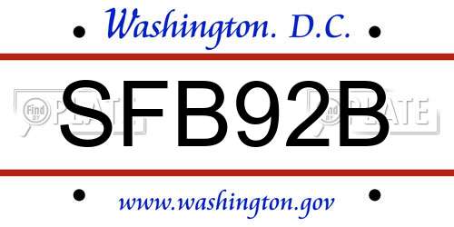 SFB92B District Of Columbia License Plate