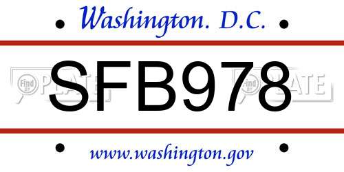 SFB978 District Of Columbia License Plate