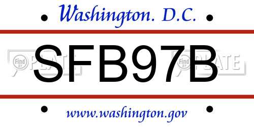 SFB97B District Of Columbia License Plate
