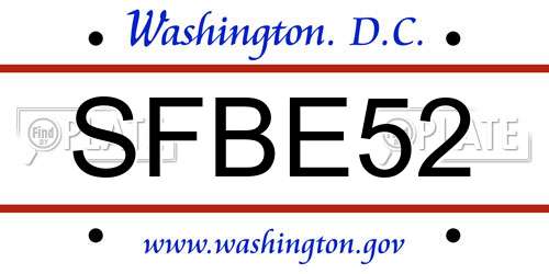 SFBE52 District Of Columbia License Plate
