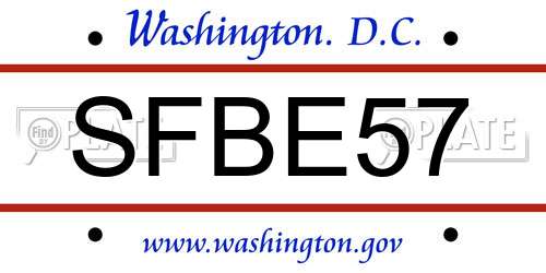 SFBE57 District Of Columbia License Plate