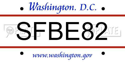 SFBE82 District Of Columbia License Plate