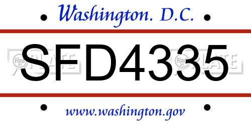 SFD4335 District Of Columbia License Plate