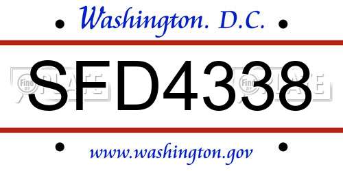 SFD4338 District Of Columbia License Plate