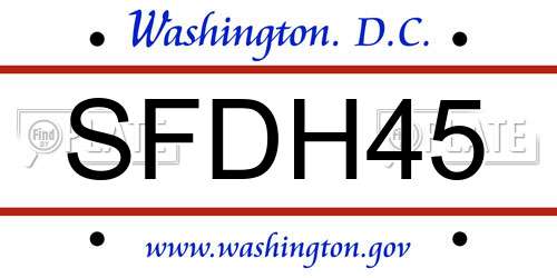 SFDH45 District Of Columbia License Plate