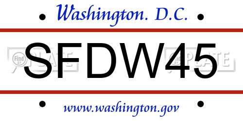 SFDW45 District Of Columbia License Plate