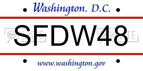 SFDW48 District Of Columbia License Plate
