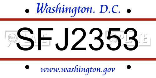 SFJ2353 District Of Columbia License Plate