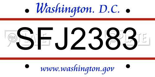 SFJ2383 District Of Columbia License Plate