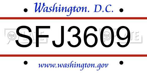 SFJ3609 District Of Columbia License Plate
