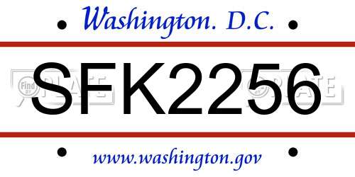 SFK2256 District Of Columbia License Plate