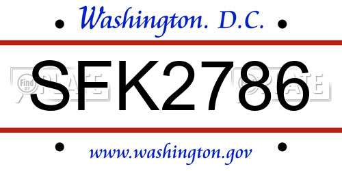 SFK2786 District Of Columbia License Plate