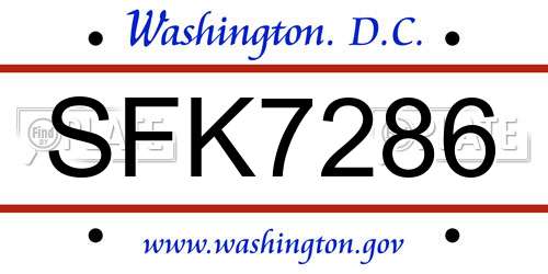 SFK7286 District Of Columbia License Plate