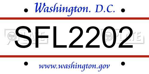 SFL2202 District Of Columbia License Plate