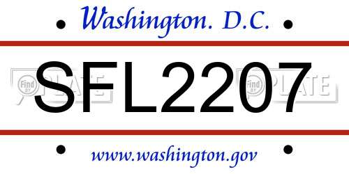 SFL2207 District Of Columbia License Plate