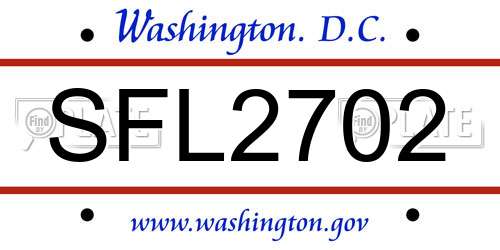 SFL2702 District Of Columbia License Plate
