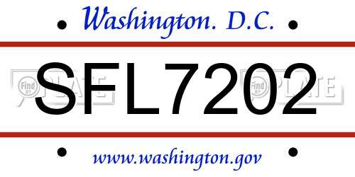 SFL7202 District Of Columbia License Plate