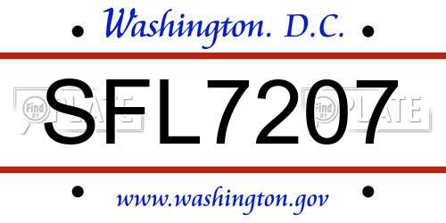 SFL7207 District Of Columbia License Plate