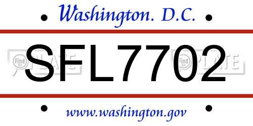 SFL7702 District Of Columbia License Plate