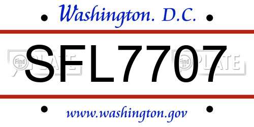 SFL7707 District Of Columbia License Plate