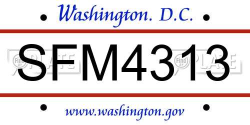 SFM4313 District Of Columbia License Plate