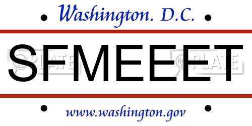 SFMEEET District Of Columbia License Plate