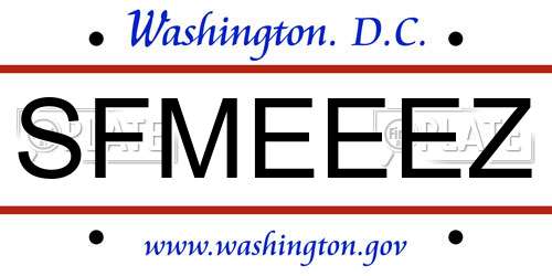 SFMEEEZ District Of Columbia License Plate