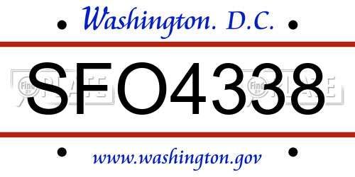 SFO4338 District Of Columbia License Plate