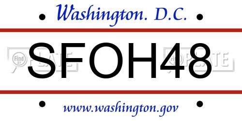 SFOH48 District Of Columbia License Plate