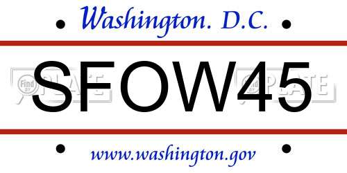SFOW45 District Of Columbia License Plate
