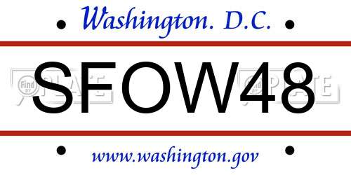 SFOW48 District Of Columbia License Plate