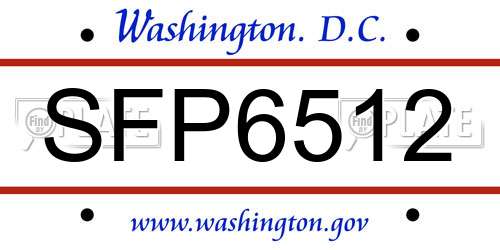 SFP6512 District Of Columbia License Plate