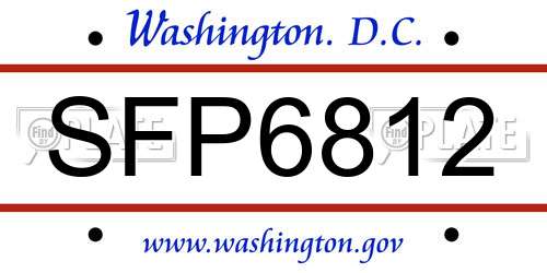 SFP6812 District Of Columbia License Plate