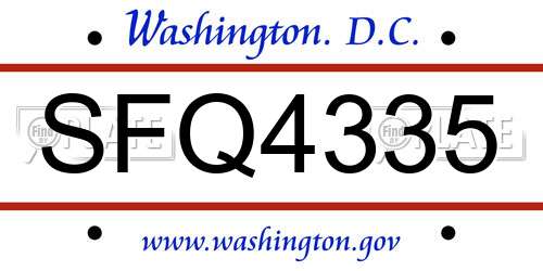 SFQ4335 District Of Columbia License Plate