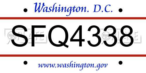 SFQ4338 District Of Columbia License Plate