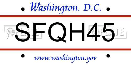 SFQH45 District Of Columbia License Plate