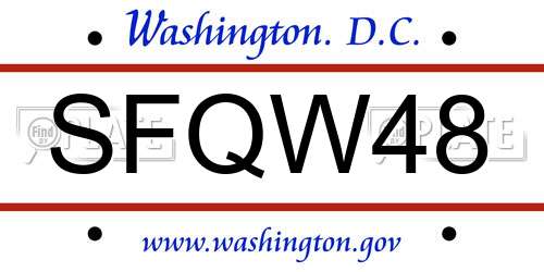 SFQW48 District Of Columbia License Plate
