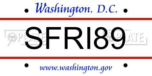 SFRI89 District Of Columbia License Plate