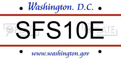 SFS10E District Of Columbia License Plate