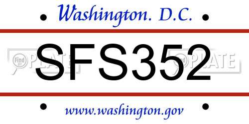 SFS352 District Of Columbia License Plate
