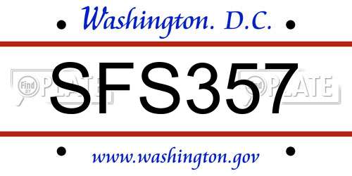 SFS357 District Of Columbia License Plate