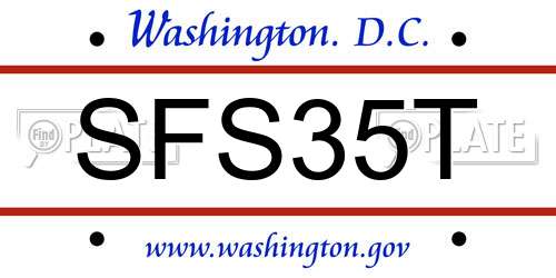 SFS35T District Of Columbia License Plate