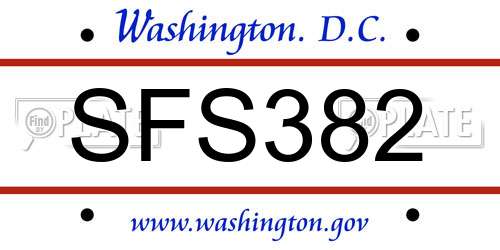 SFS382 District Of Columbia License Plate