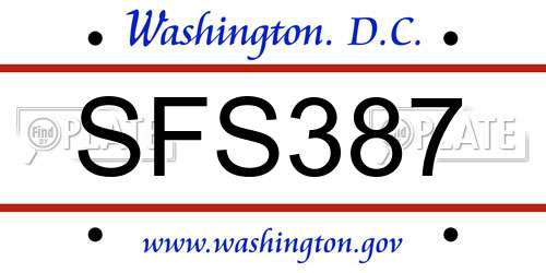 SFS387 District Of Columbia License Plate