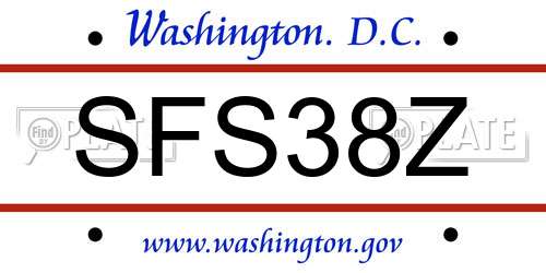 SFS38Z District Of Columbia License Plate