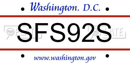 SFS92S District Of Columbia License Plate