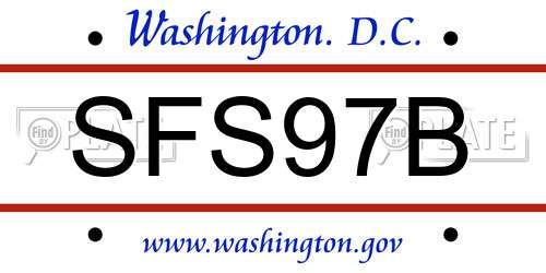 SFS97B District Of Columbia License Plate